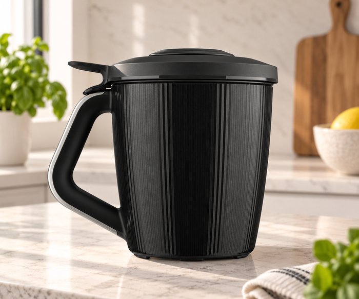 The TM7's insulated mixing bowl with handle and lid