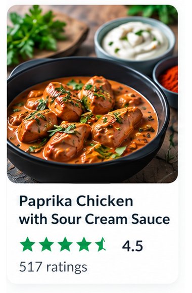 Cookidoo recipe card: Paprika Chicken with Sour Cream Sauce